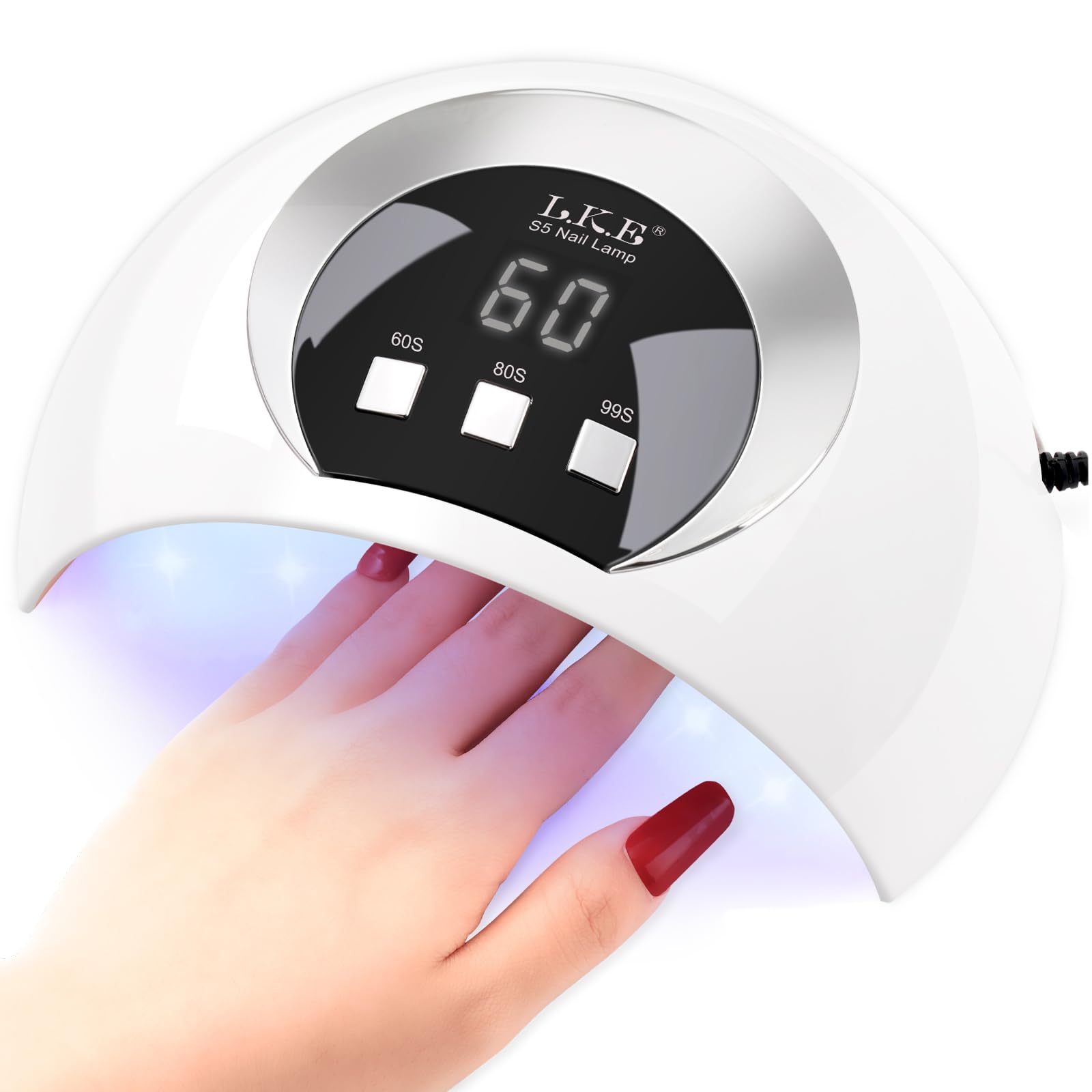 54W UV LED Nail Lamp for Gel Nails - Portable Nail Dryer, 3 Timer, Auto Sensor, LCD Screen, USB Plug - New
