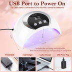 54W UV LED Nail Lamp for Gel Nails - Portable Nail Dryer, 3 Timer, Auto Sensor, LCD Screen, USB Plug - New