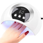 54W UV LED Nail Lamp for Gel Nails - Portable Nail Dryer, 3 Timer, Auto Sensor, LCD Screen, USB Plug - New