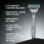 Wilkinson Sword Quattro Titanium Sensitive Razor Kit - 1 Handle, 1 Blade, 2x4 Refill Cartridges - Value Pack - Damaged Box