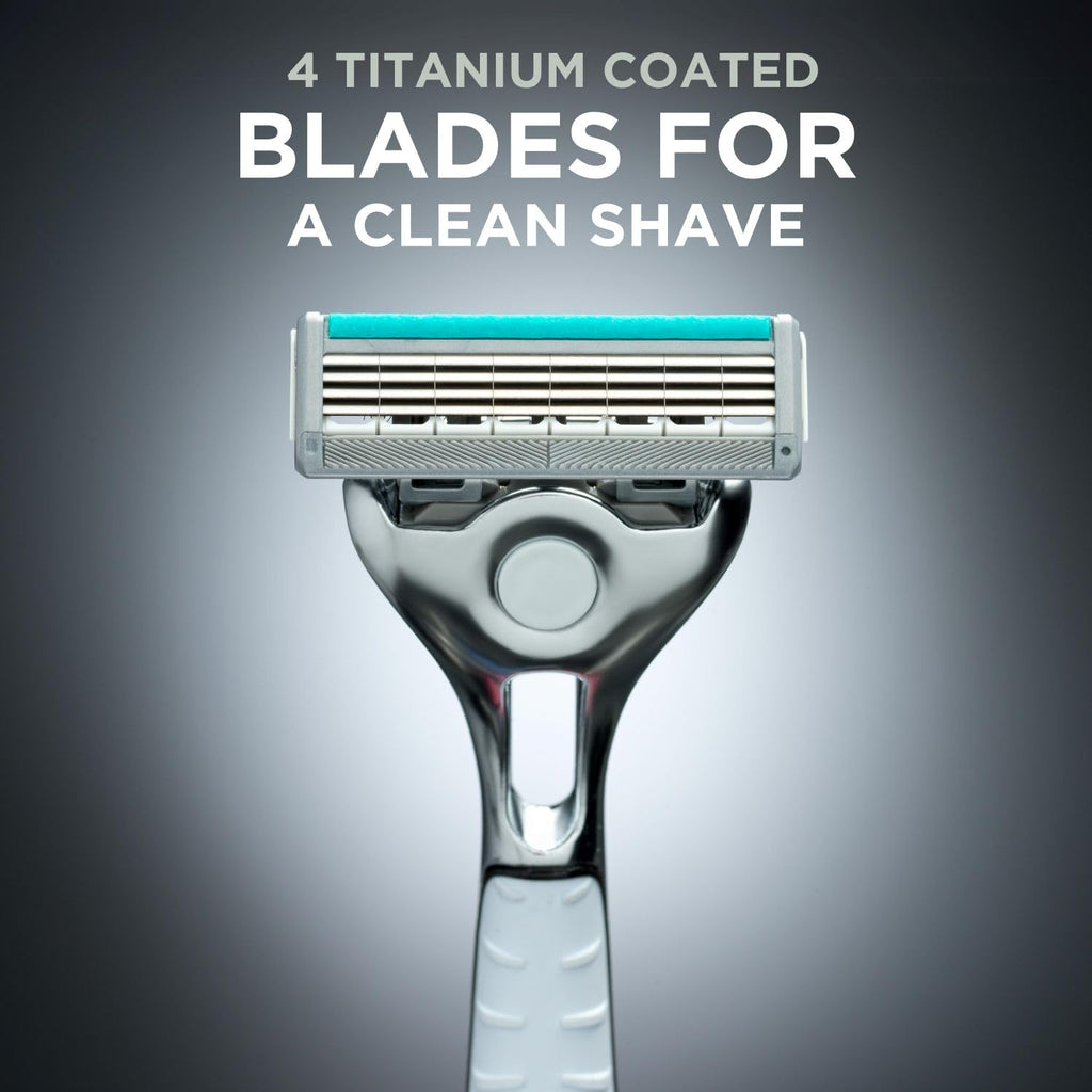 Wilkinson Sword Quattro Titanium Sensitive Razor Kit - 1 Handle, 1 Blade, 2x4 Refill Cartridges - Value Pack - Damaged Box
