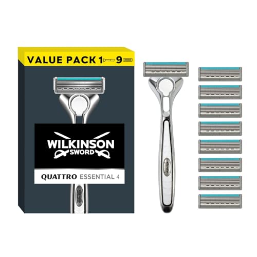 Wilkinson Sword Quattro Titanium Sensitive Razor Kit - 1 Handle, 1 Blade, 2x4 Refill Cartridges - Value Pack - Damaged Box