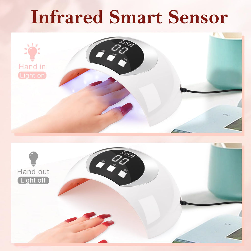 54W UV LED Nail Lamp Dryer for Gel Nails - 3 Timer, Auto Sensor, LCD Screen, USB Plug - Portable Nail Curing Light - Damaged Box