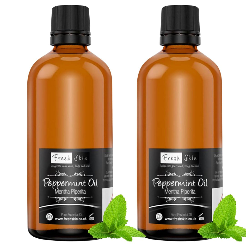 Freshskin Beauty Peppermint Essential Oil 200ml (2x 100ml) Mentha Piperita 100% Pure Natural Therapeutic Grade - Damaged Box
