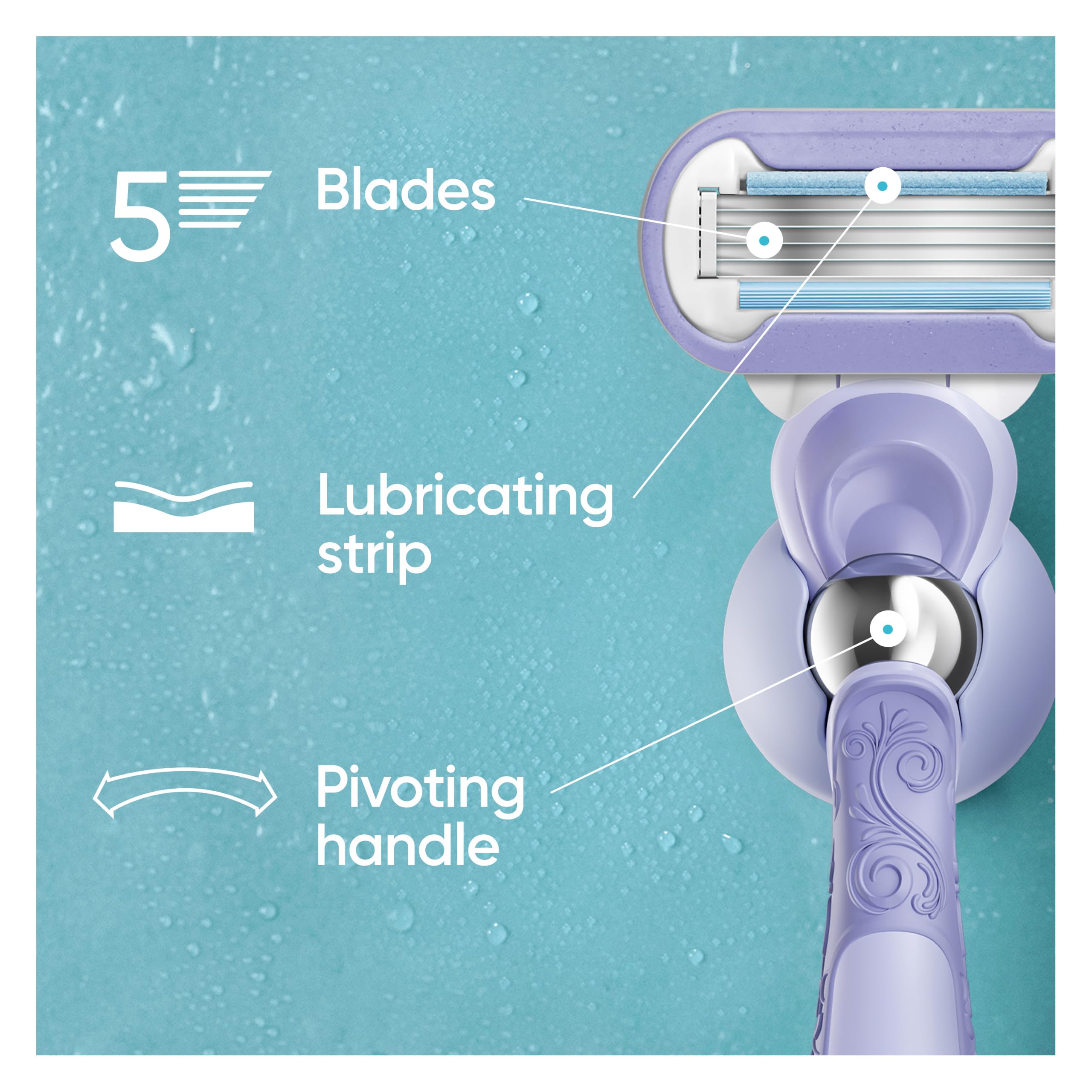 Gillette Venus Extra Smooth Swirl Women's Razor - 3 Refill Cartridges - Pivoting Handle & Shower Holder - Damaged Box
