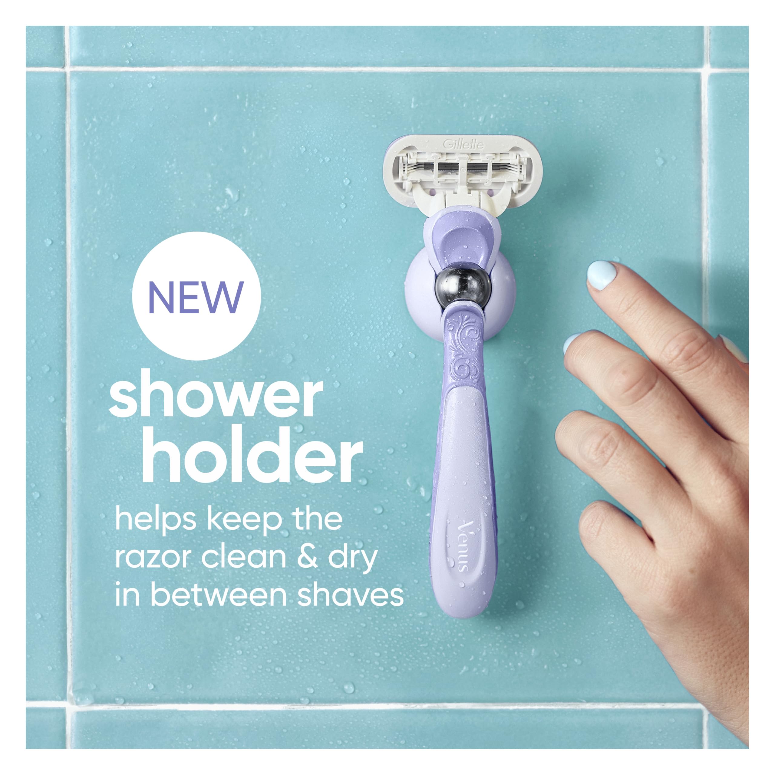 Gillette Venus Extra Smooth Swirl Women's Razor - 3 Refill Cartridges - Pivoting Handle & Shower Holder - Damaged Box