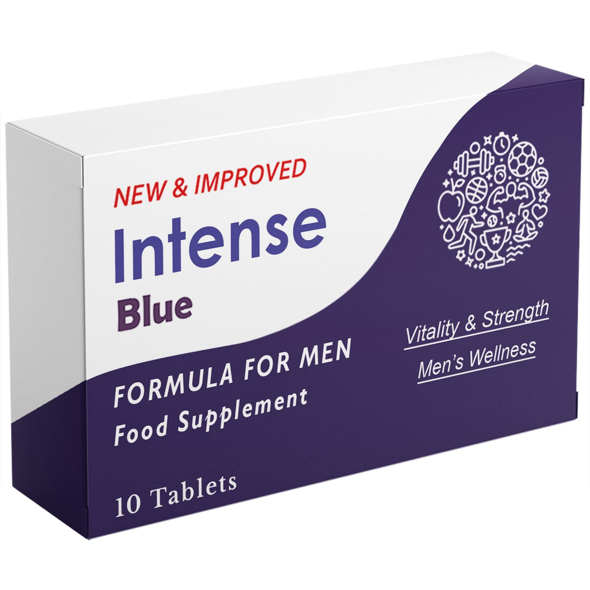 Erexon - Intense Blue 10 Tablets - Herbal Supplement for Men - Men's Health Support - Korean Ginseng, Tribulus Terrestris - Made in The UK - Damaged Box - BBE 06/2027