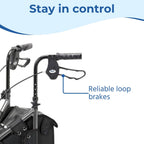Days Tri Wheel Folding Walker - Grey Mobility Aid with Loop Lockable Brakes, Height Adjustable for Elderly & Disabled - Very Good