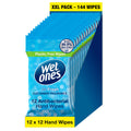 Wet Ones Plastic Free Antibacterial Hand Wipes - Cucumber Fragrance - Pocket Size - 12 Packs x 12 Wipes - 144 Total Wipes - New