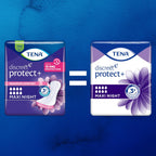 TENA Discreet Maxi Night Incontinence Pads for Women - Wider Back, Extra Length - 48 Count (8x6 Pack) - New
