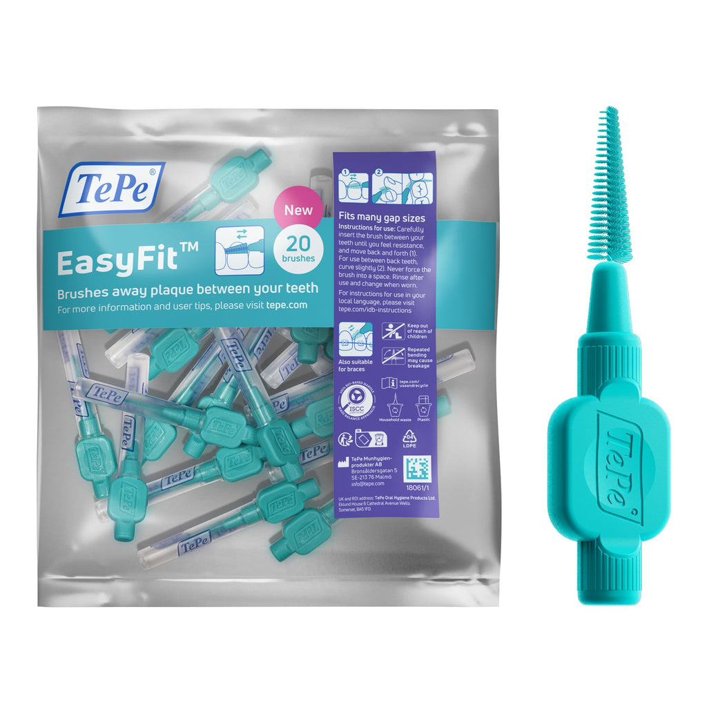 TePe EasyFit Interdental Brush Conical Turquoise S/M 20 Pack Teeth Cleaning Gum Health - New