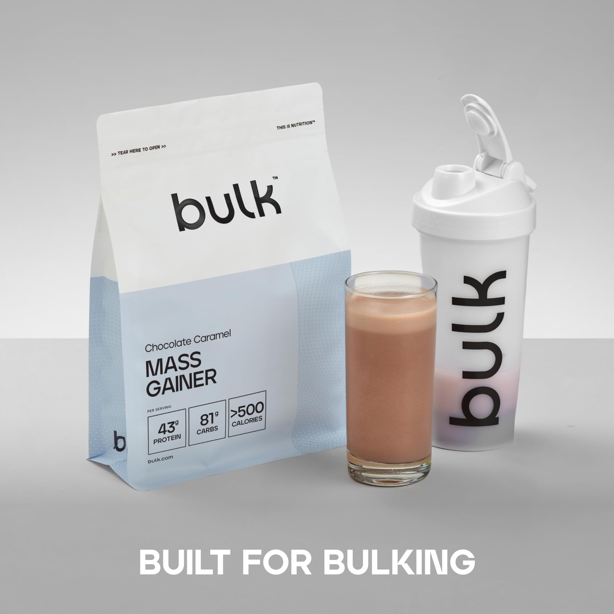 Bulk Complete Mass Gainer - Chocolate Caramel - 81g Carbohydrates - High Protein Weight Gain Shake Powder - Damaged Box - BBE 04/2027