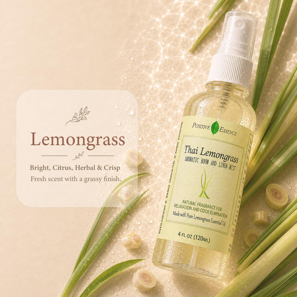 Thai Lemongrass Linen & Room Spray with Essential Oil - Home Fragrance Mist - 250 mL Aromatic Room Spray - Damaged Box - BBE 08/2028