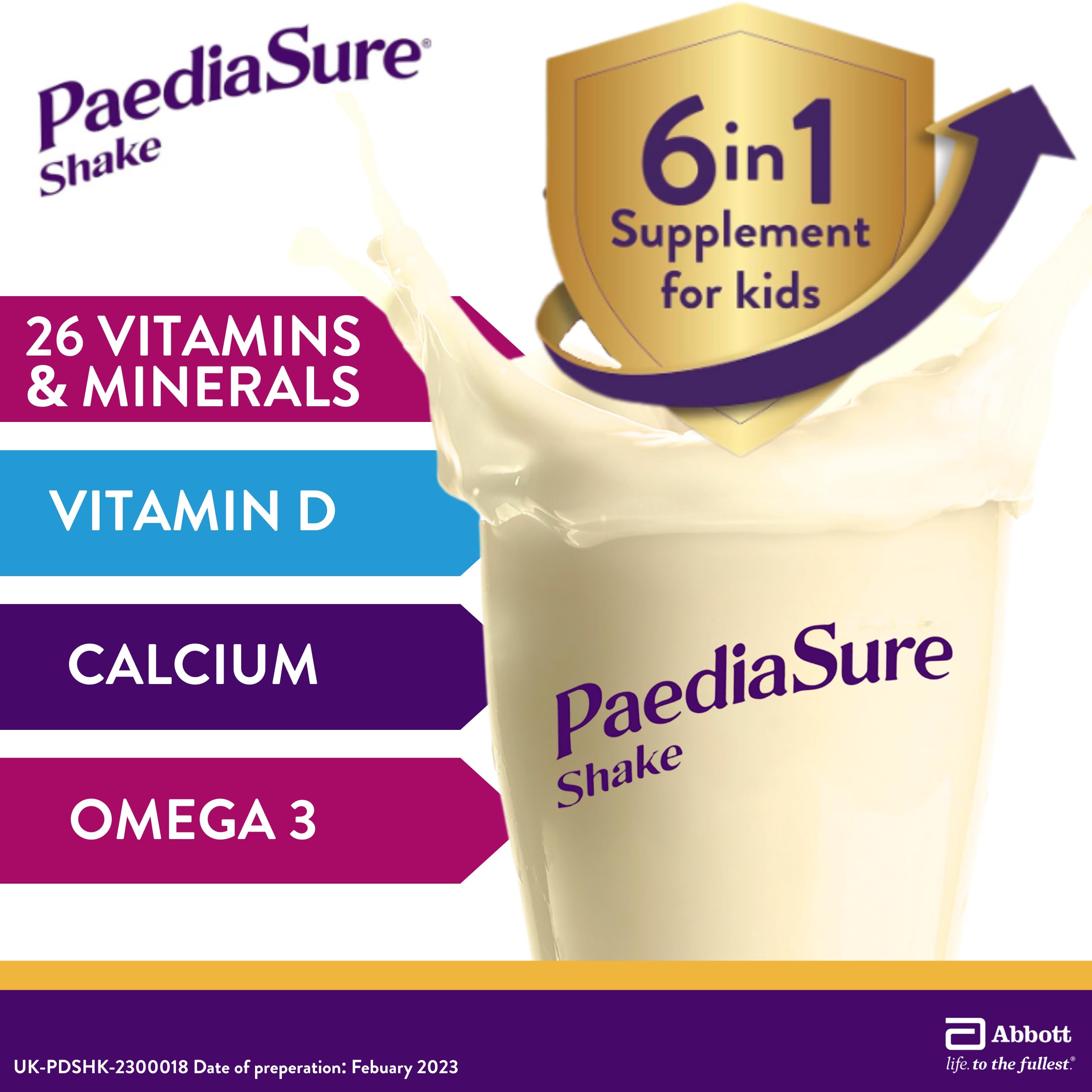 PaediaSure Shake Vanilla 4x200ml - Protein & Vitamin D Supplement Drink for Children - Damaged Box - BBE 03/2027