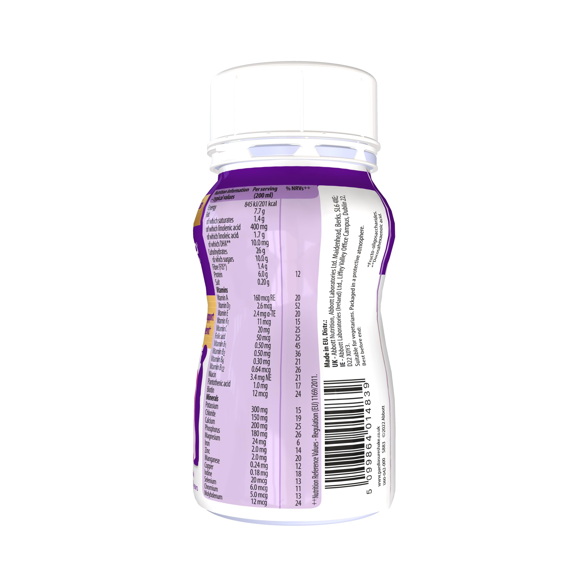 PaediaSure Shake Vanilla 4x200ml - Protein & Vitamin D Supplement Drink for Children - Damaged Box - BBE 03/2027