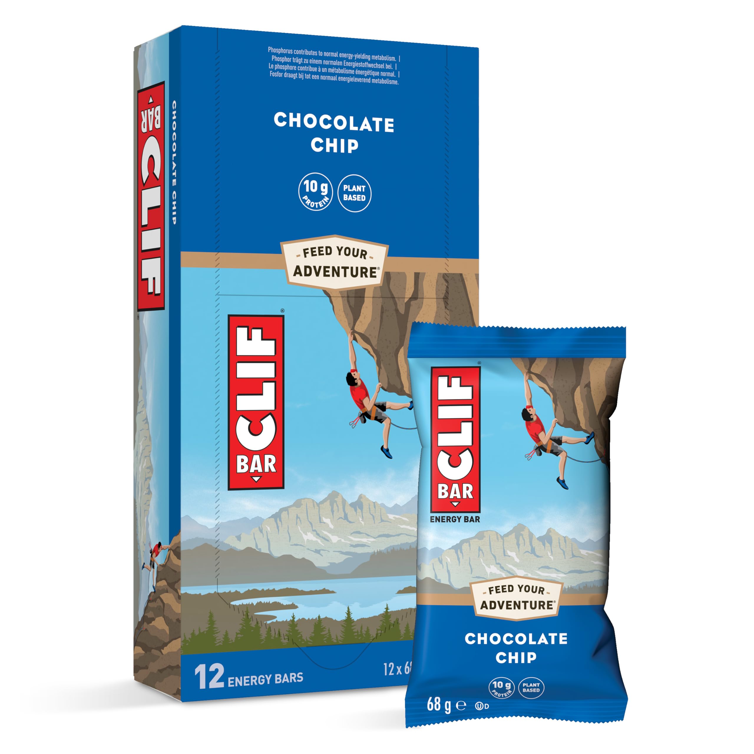 CLIF BAR | Energy Bar - Protein Bar | Chocolate Chip | Plant-Based Protein Bar for Running, Marathon Training, Cycling & Endurance Sports | 12 x 68 g - New - BBE 05/2026
