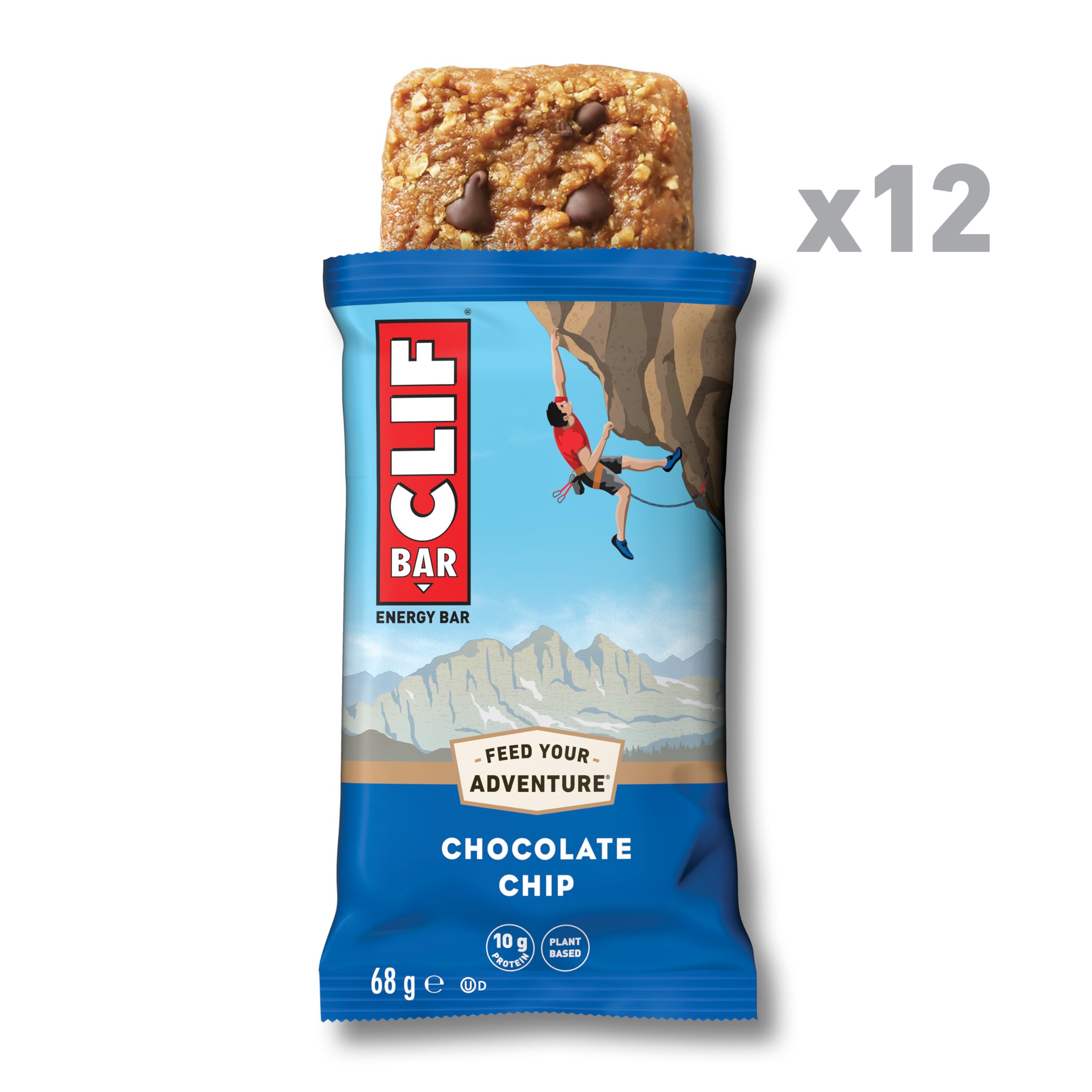 CLIF BAR | Energy Bar - Protein Bar | Chocolate Chip | Plant-Based Protein Bar for Running, Marathon Training, Cycling & Endurance Sports | 12 x 68 g - New - BBE 05/2026