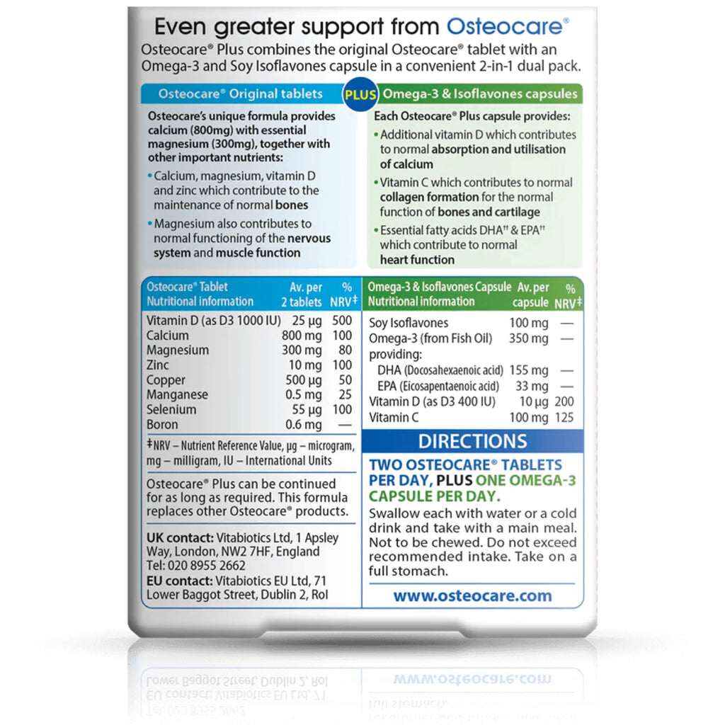 Vitabiotics Osteocare Plus Omega-3 & Soy Isoflavones - 84 Tablets Capsules - Bone Health Supplement - Damaged Box - BBE 03/2028