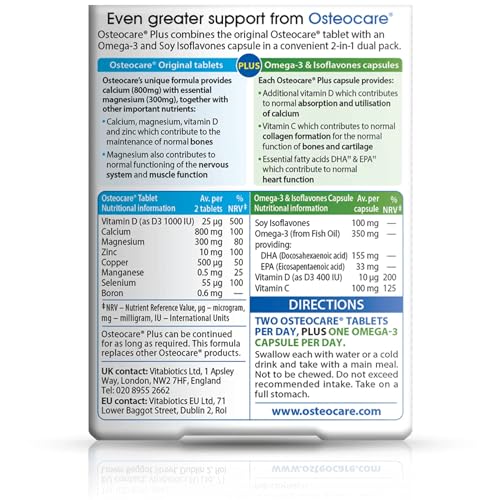 Vitabiotics Osteocare Plus Omega-3 & Soy Isoflavones - 84 Tablets Capsules - Bone Health Supplement - Damaged Box - BBE 03/2028