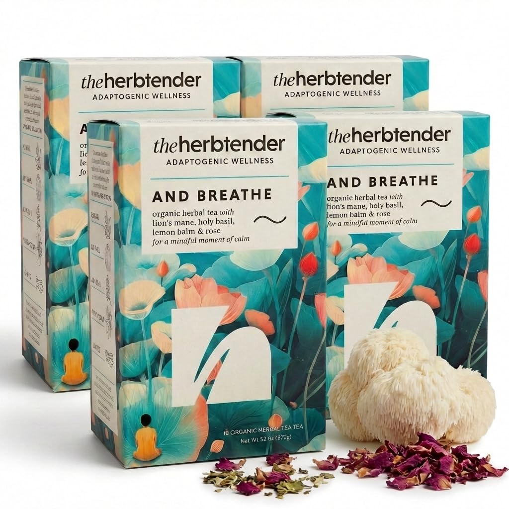 The Hertender and Breathe Organic Rose Tea - 72 Individually Wrapped Tea Bags - Caffeine Free Herbal Tea for Calm & Relaxation - Damaged Box - BBE 03/2028