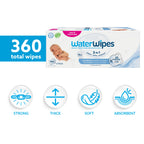 WaterWipes Sensitive+ Newborn & Baby Wipes, 99.9% Water, Unscented, 6 Pack