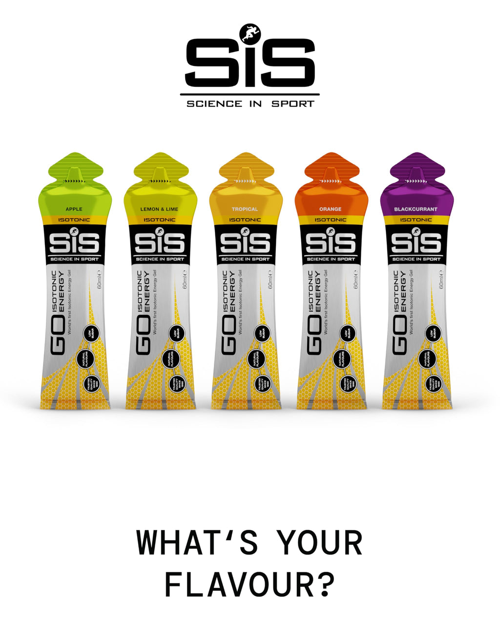 Science In Sport GO Isotonic Energy Gels - 22g Carbohydrates, Low Sugar, Assorted Flavours - 5 Pack 60ml Running Gels - Damaged Box - BBE 01/2027