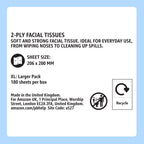 Amazon Facial  Tissues 2-Ply, 180 Sheets - 12 Pack Soft White Hypoallergenic Bulk Tissue Box - New