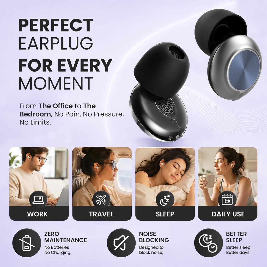 Adjustable Ear Plugs for Sleep - Reusable Silicone Earplugs with 3 Noise Reduction Modes 21-28dB SNR - Ultra-Soft for Snoring, Travel, Work - Damaged Box