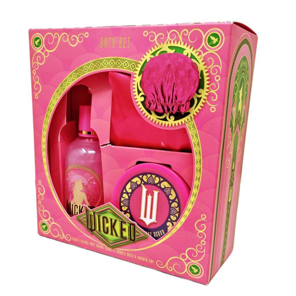Wicked Glinda Bath Gift Set - Pink Bubble Bath, Body Butter, Shower Cap - Official Merchandise - New