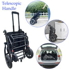 KCareU Portable Foldable Wheelchair with Pull Rod - 18" Seat - Lightweight Travel - Aluminium Alloy Frame - New