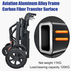 KCareU Portable Foldable Wheelchair with Pull Rod - 18" Seat - Lightweight Travel - Aluminium Alloy Frame - New