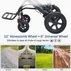 KCareU Portable Foldable Wheelchair with Pull Rod - 18" Seat - Lightweight Travel - Aluminium Alloy Frame - New