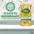 Zoflora Lemon Zing Large Biodegradable Wipes - 6 x 70 Pack - Antibacterial Multi-Surface Disinfectant Cleaner - Kills 99.9% Bacteria - Damaged Box