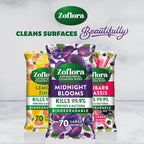 Zoflora Lemon Zing Large Biodegradable Wipes - 6 x 70 Pack - Antibacterial Multi-Surface Disinfectant Cleaner - Kills 99.9% Bacteria - Damaged Box