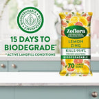 Zoflora Lemon Zing Large Biodegradable Wipes - 6 x 70 Pack - Antibacterial Multi-Surface Disinfectant Cleaner - Kills 99.9% Bacteria - Damaged Box