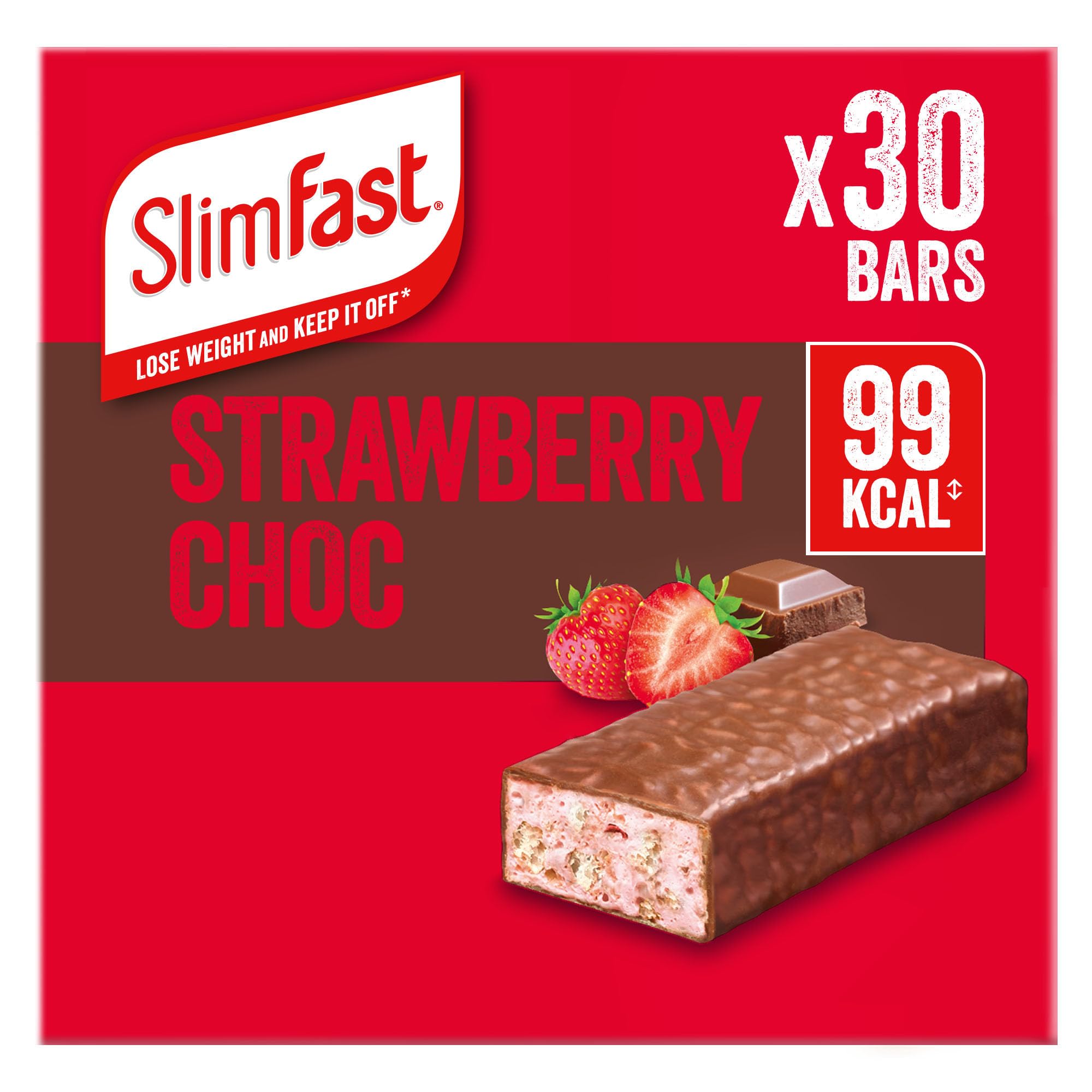 SlimFast Double Chocolate Flavour Snack Bar 99 Kcal - 30 x 25g Bars - Meal Replacement Diet Food - New - BBE 03/2027