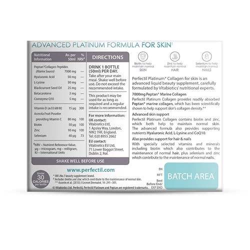 Perfectil Platinum Collagen Skin Drink for Women - 10 x 50ml Vials - Damaged Box - BBE 07/2026