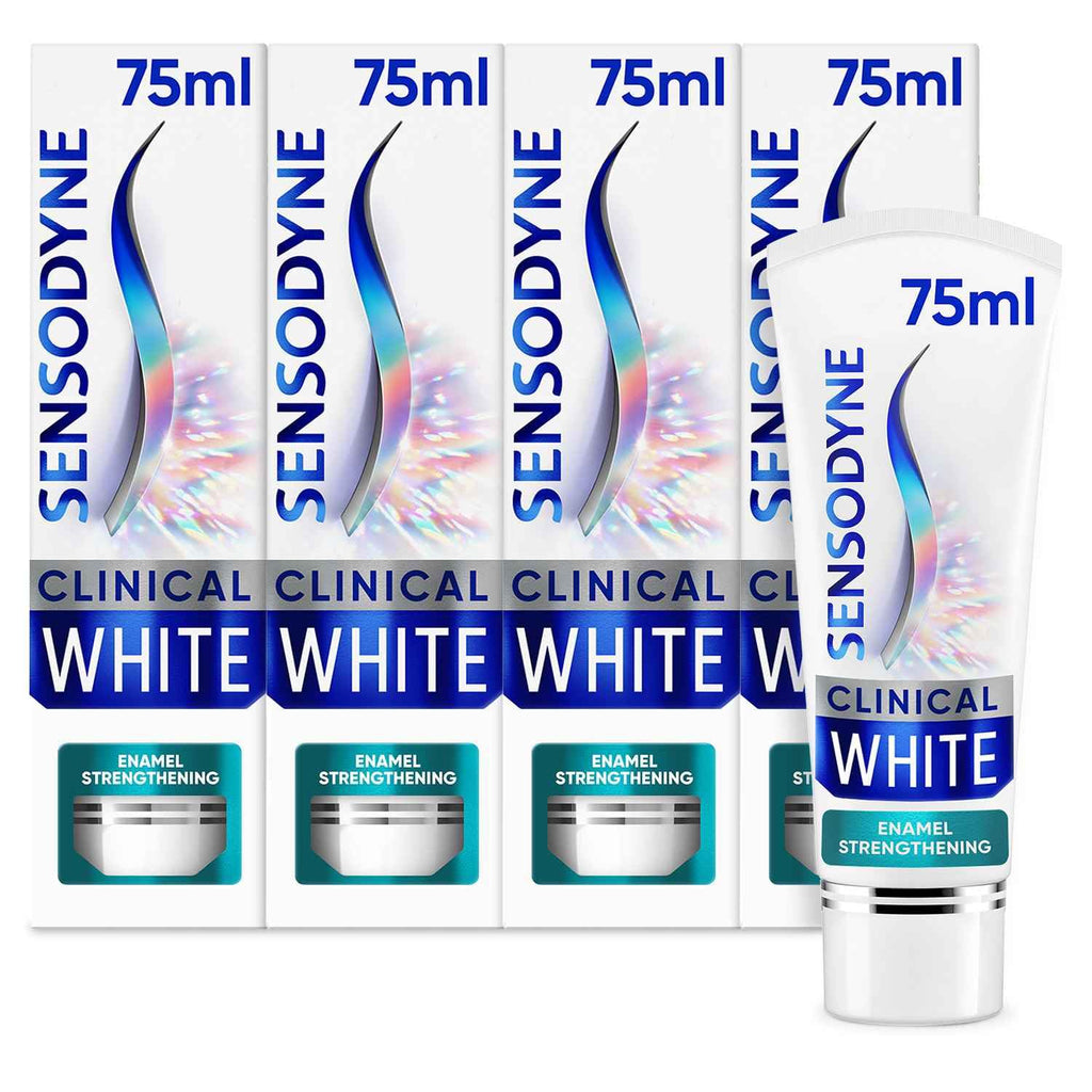 Sensodyne Clinical White Toothpaste Sensitive Teeth, Extra Fresh, 4 x 75 ml - Damaged Box - BBE 06/2027