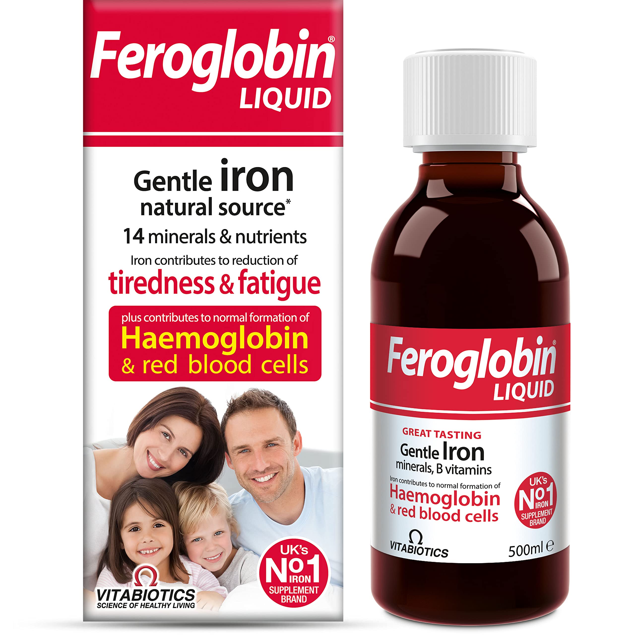 Feroglobin Gentle Iron and Nutrient Liquid, Reduce Tiredness & Fatigue Maintain Health, 500 ml - Damaged Box - BBE 09/2027
