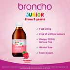Bronchostop Junior Cough Syrup (200ml - 3 to 11 Years) - Cough Medicine For Children - Non Drowsy Cough Syrup for Kids - For Throat Mucus & Relief from Dry & Chesty Coughs - Alcohol Free - New - BBE 02/2027