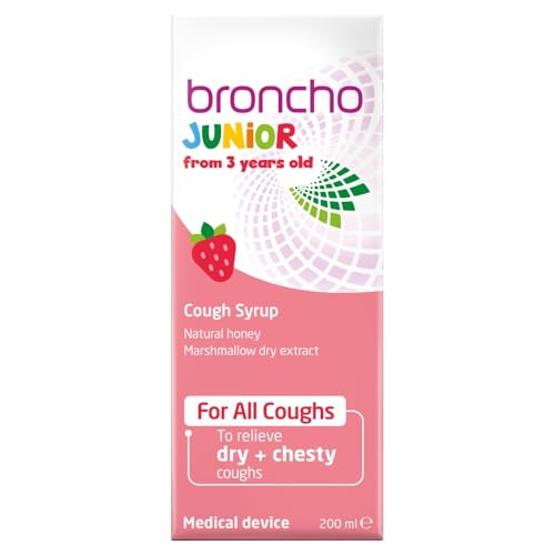 Bronchostop Junior Cough Syrup (200ml - 3 to 11 Years) - Cough Medicine For Children - Non Drowsy Cough Syrup for Kids - For Throat Mucus & Relief from Dry & Chesty Coughs - Alcohol Free - New - BBE 02/2027