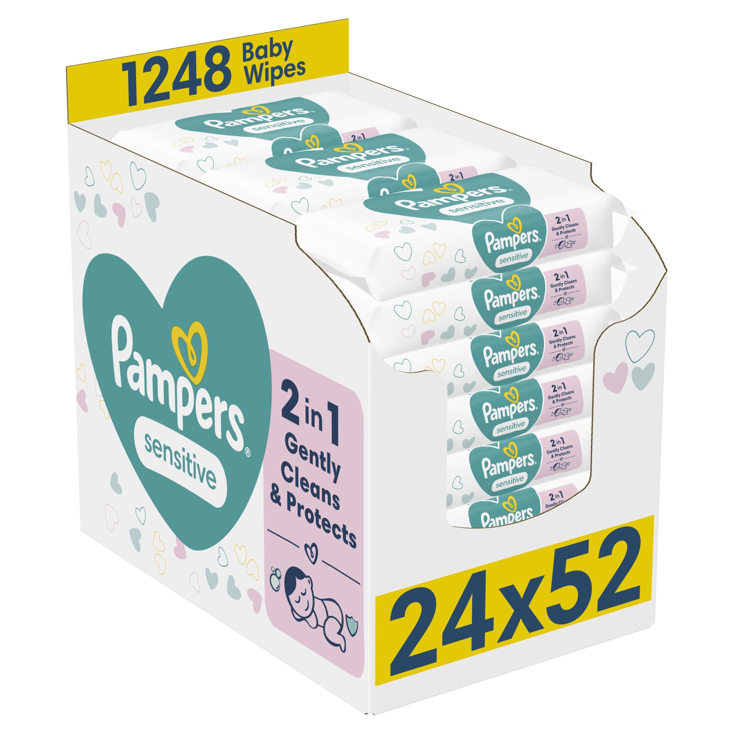Pampers Sensitive Baby Wipes 15 Packs of 80 Wipes = 1200 Baby Wet Wipes, Unscented, for Soft and Gentle Clean - New - BBE 08/2028