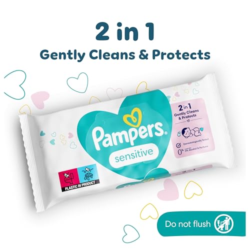 Pampers Sensitive Baby Wipes 15 Packs of 80 Wipes = 1200 Baby Wet Wipes, Unscented, for Soft and Gentle Clean - New - BBE 08/2028