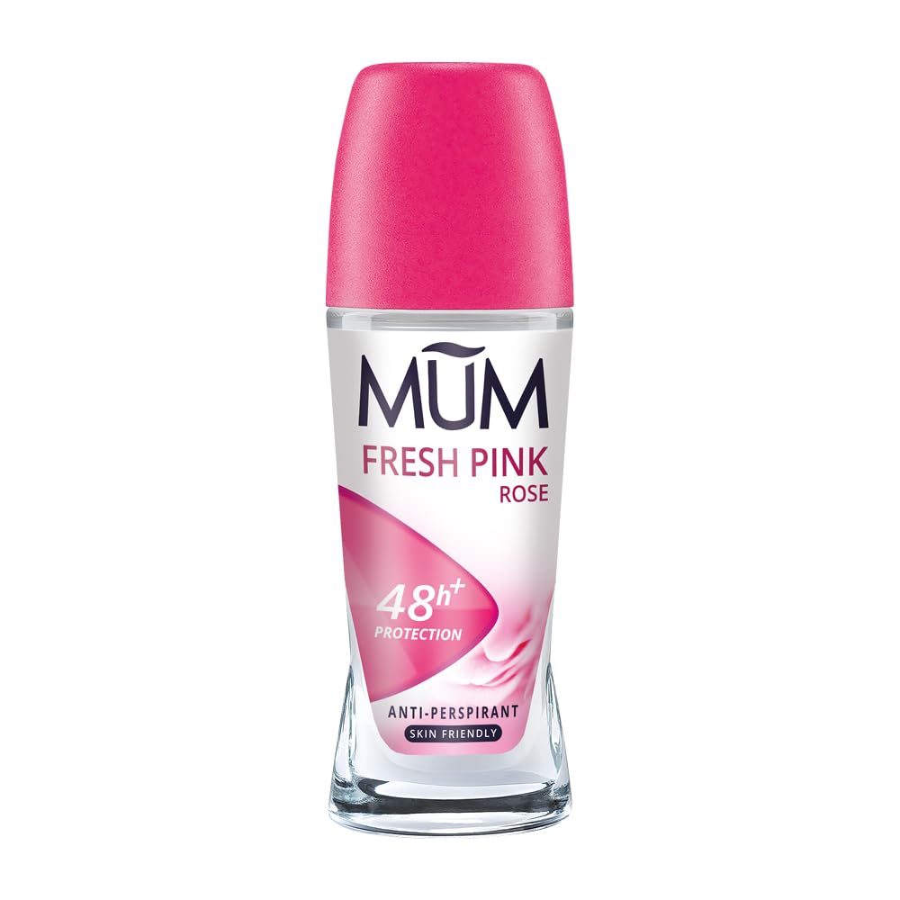 Mum Fresh Pink Rose Roll On Deodorant 48H Protection - Alcohol-Free Anti-Perspirant Vegan 50ml - Pack of 6 - Damaged Box