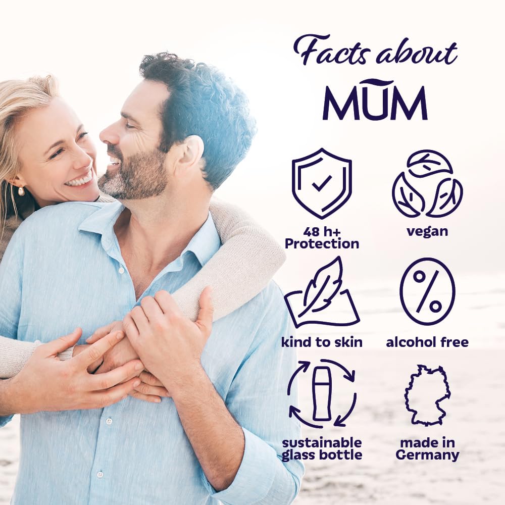 Mum Fresh Pink Rose Roll On Deodorant 48H Protection - Alcohol-Free Anti-Perspirant Vegan 50ml - Pack of 6 - Damaged Box