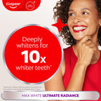 Colgate Max White Ultimate Radiance Whitening Toothpaste 75ml - 10X Whiter Teeth - Instant Whitening - Enamel Safe - Damaged Box - BBE 01/2028