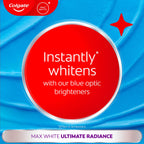 Colgate Max White Ultimate Radiance Whitening Toothpaste 75ml - 10X Whiter Teeth - Instant Whitening - Enamel Safe - Damaged Box - BBE 01/2028