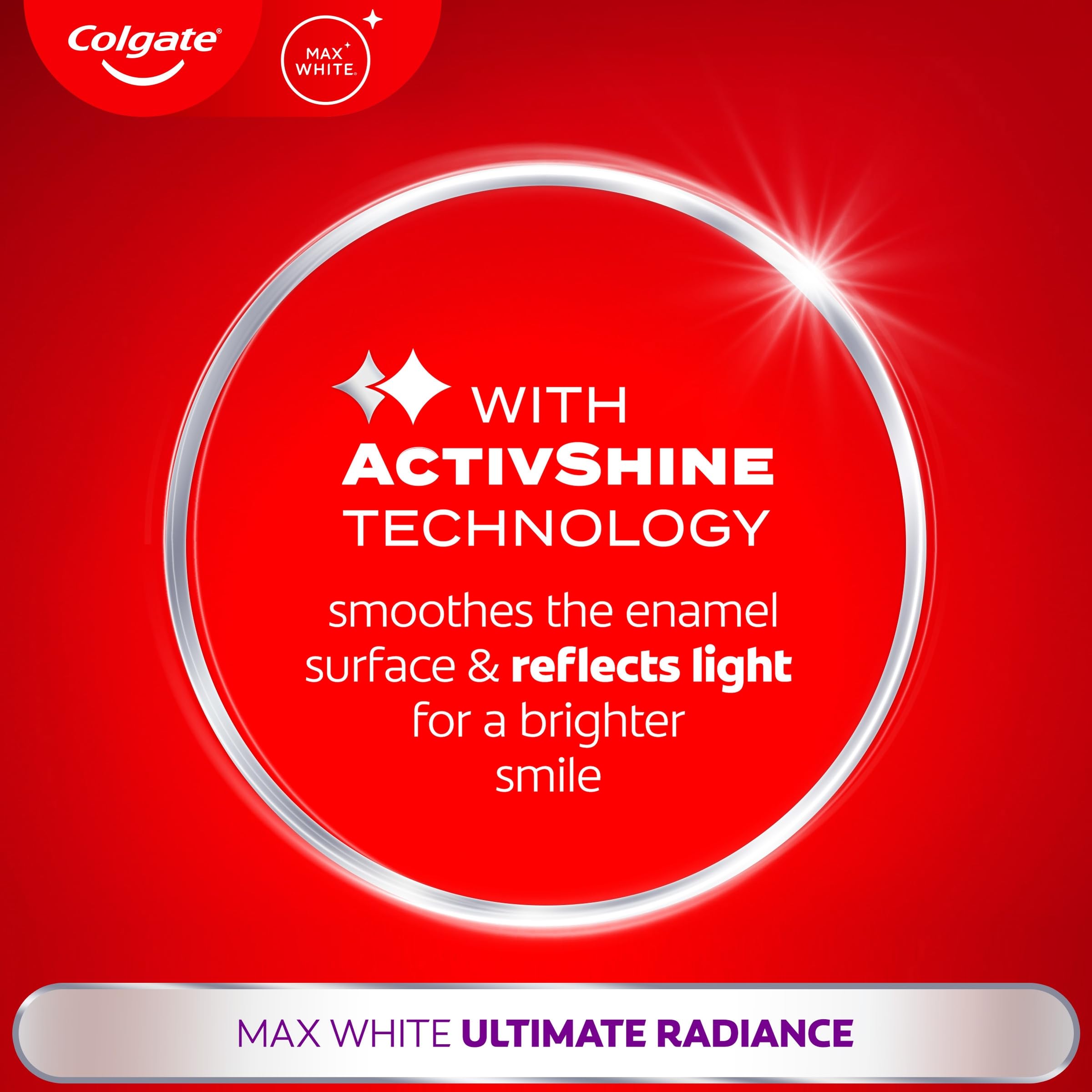 Colgate Max White Ultimate Radiance Whitening Toothpaste 75ml - 10X Whiter Teeth - Instant Whitening - Enamel Safe - Damaged Box - BBE 01/2028
