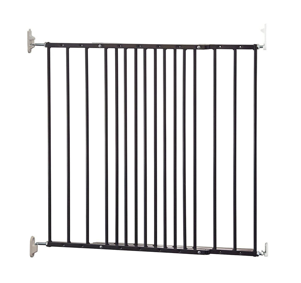 Safetots Top of The Stairs Screw Fitted Stair Gate, Black Metal, 62.5cm - 106.8cm, Metal Baby Gate, Screw Fit Safety Barrier, Stylish and Practical Safety Gate - Like New