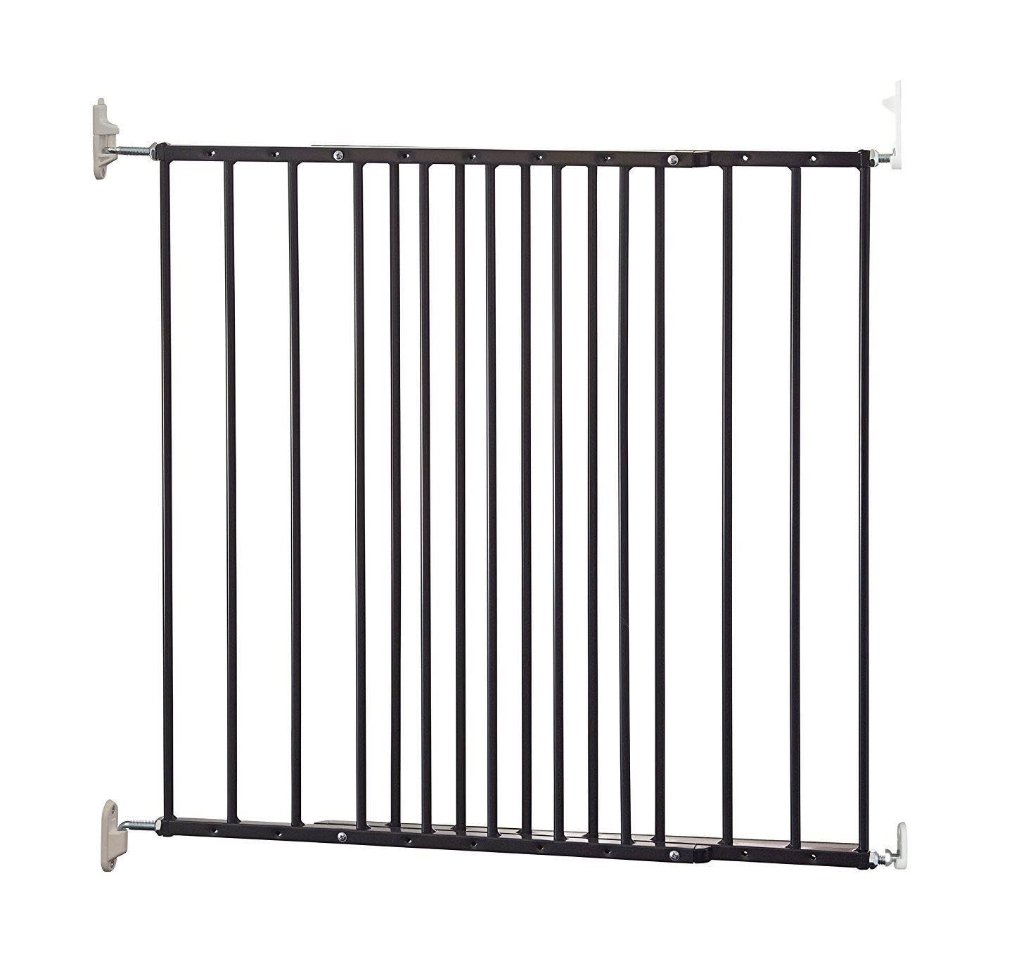 Safetots Top of The Stairs Screw Fitted Stair Gate, Black Metal, 62.5cm - 106.8cm, Metal Baby Gate, Screw Fit Safety Barrier, Stylish and Practical Safety Gate - Like New